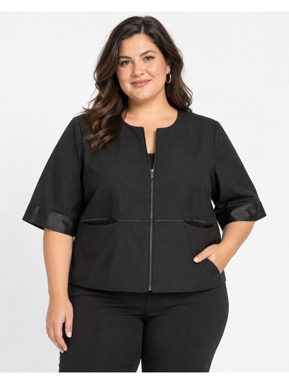 Chico's Women's Black Utility Jacket Size 20/22 with Zipper Closure